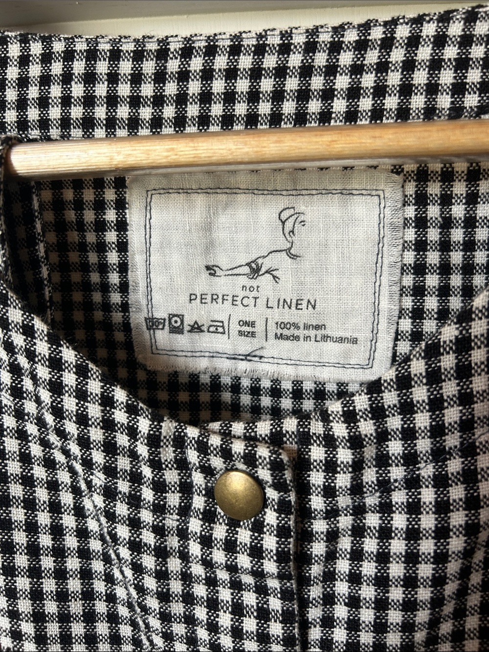 notPERFECTLINEN Black and White Gingham Button-Front Dress - Picture 2 of 5